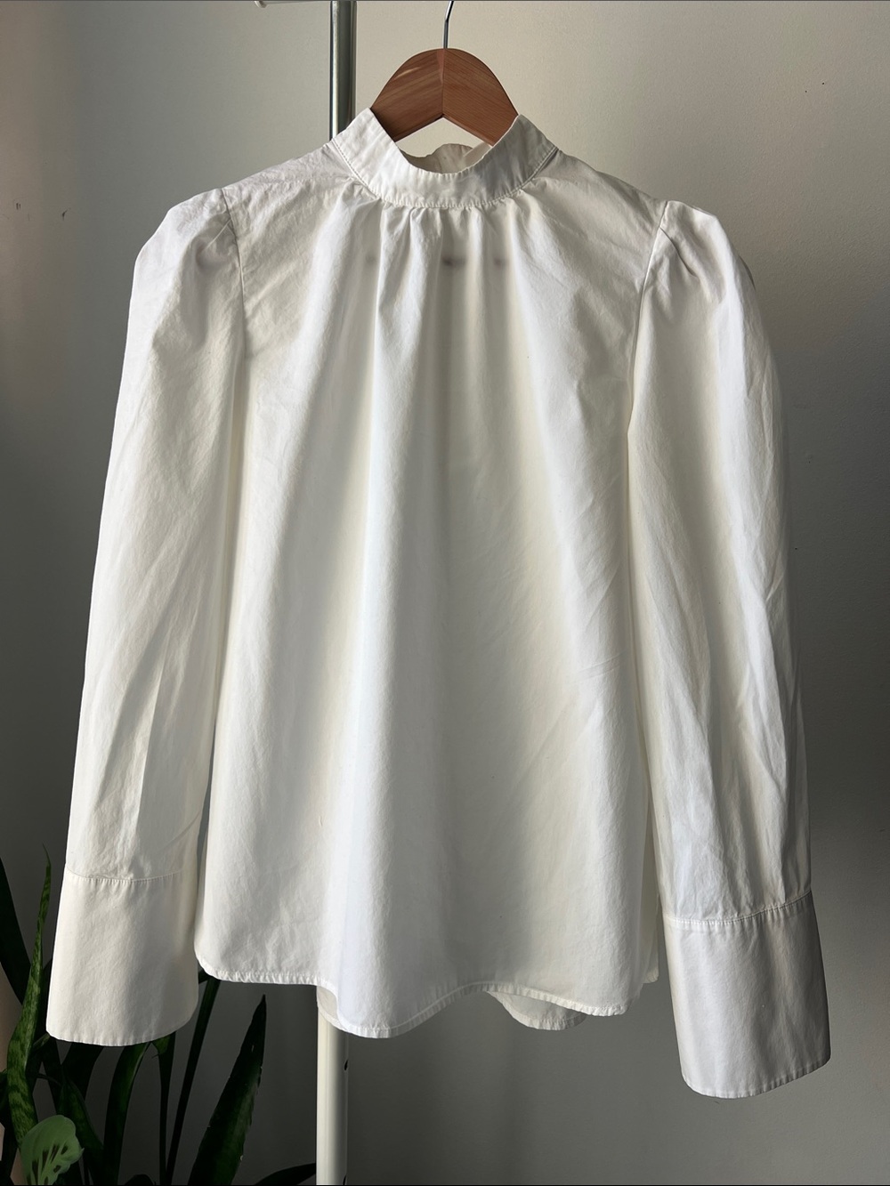 H&M Conscious White Mock-Neck Cotton Blouse - Women Tops 6